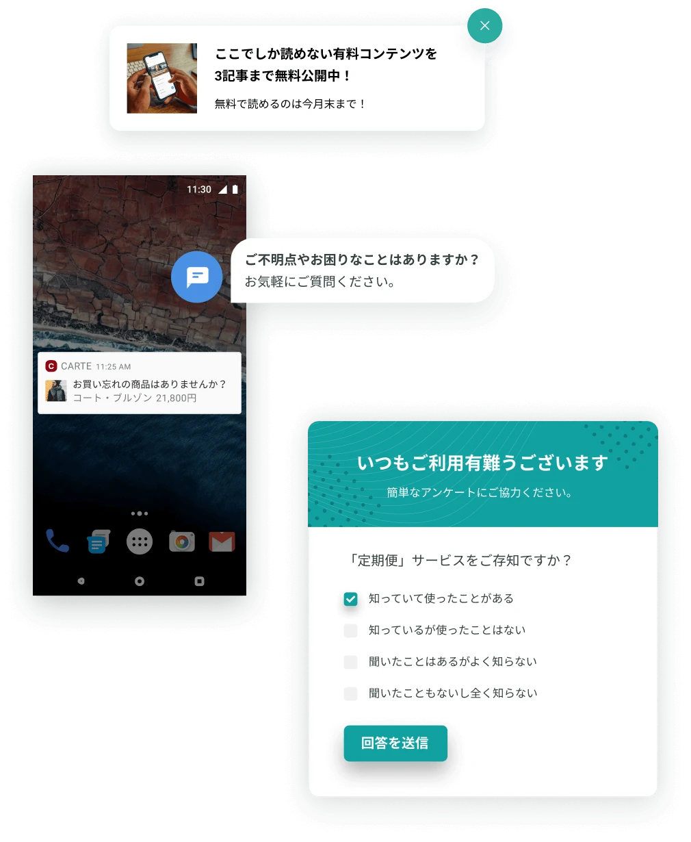 Surveyとチャットの例
