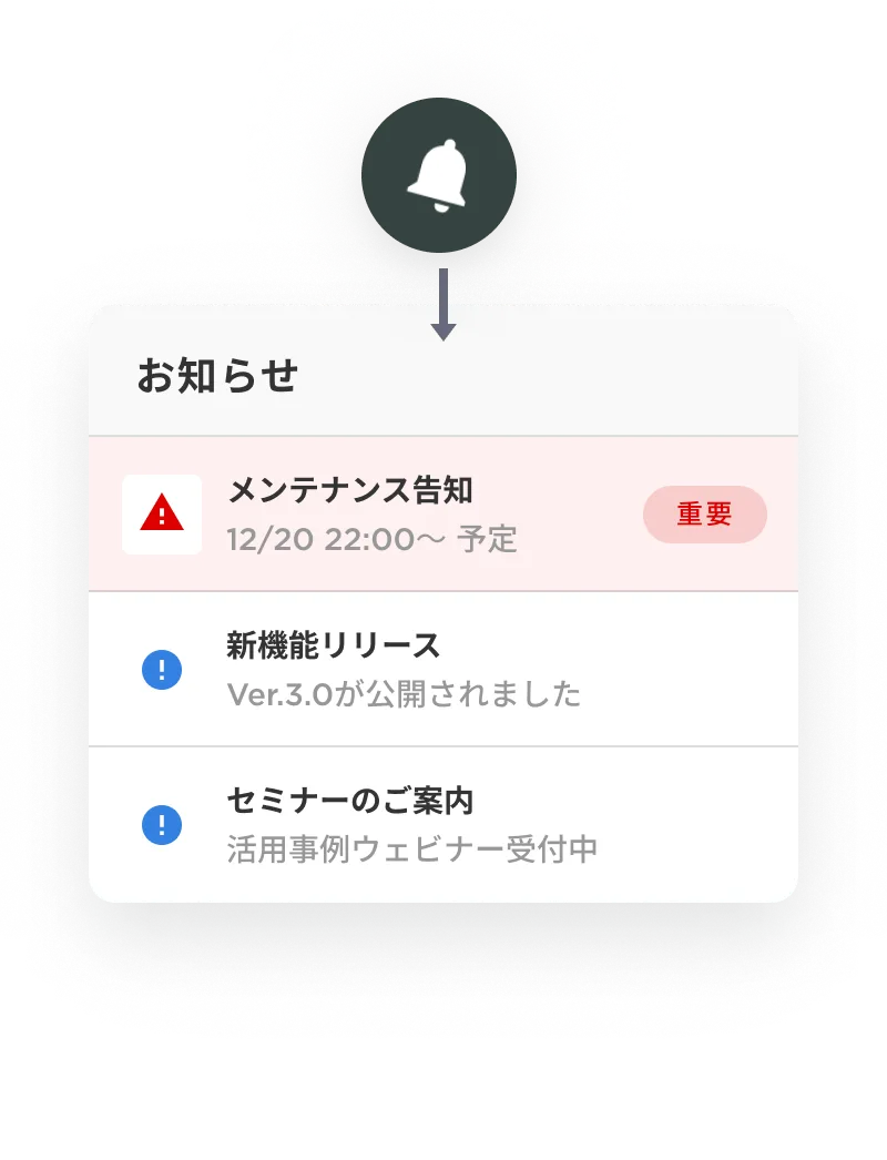 重要なお知らせリスト